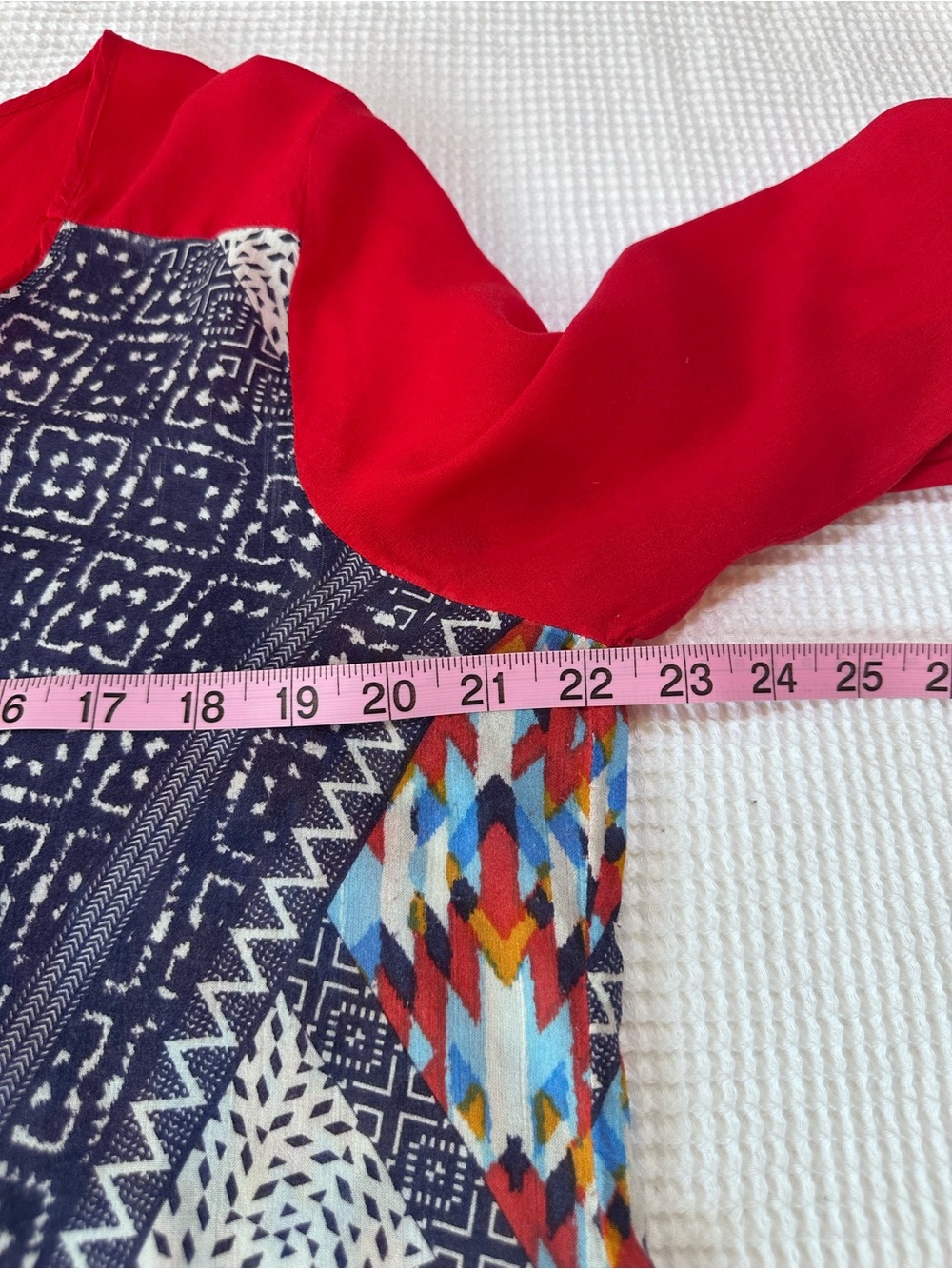 bobeau Red Multi-Pattern Geometric Raglan Blouse - Picture 8 of 15
